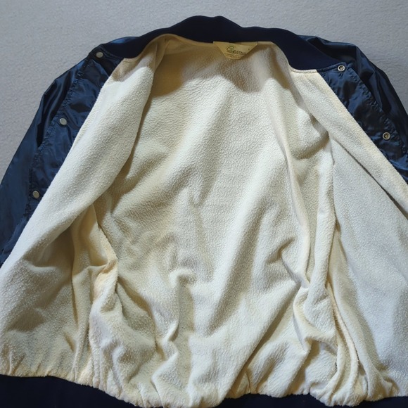 Gem Sportswear Jacket Mens Large Blue Vintage Satin Made in USA 80s Bomber Style - Picture 6 of 9